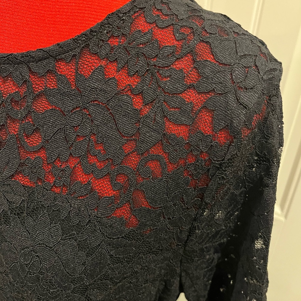 Pinup Fashion Lace Chiffon Wrap V Neck Dresse NWOT - Picture 8 of 9